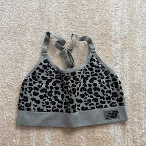 New Balance Gray and Black Animal Print Sports Bra